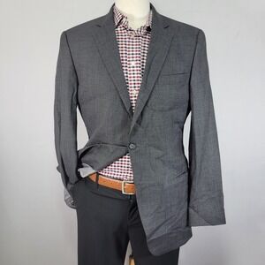 Hart Schaffner Marx Men's Sport Coat Blazer Two Button Gray Birds Eye Wool 44L‎